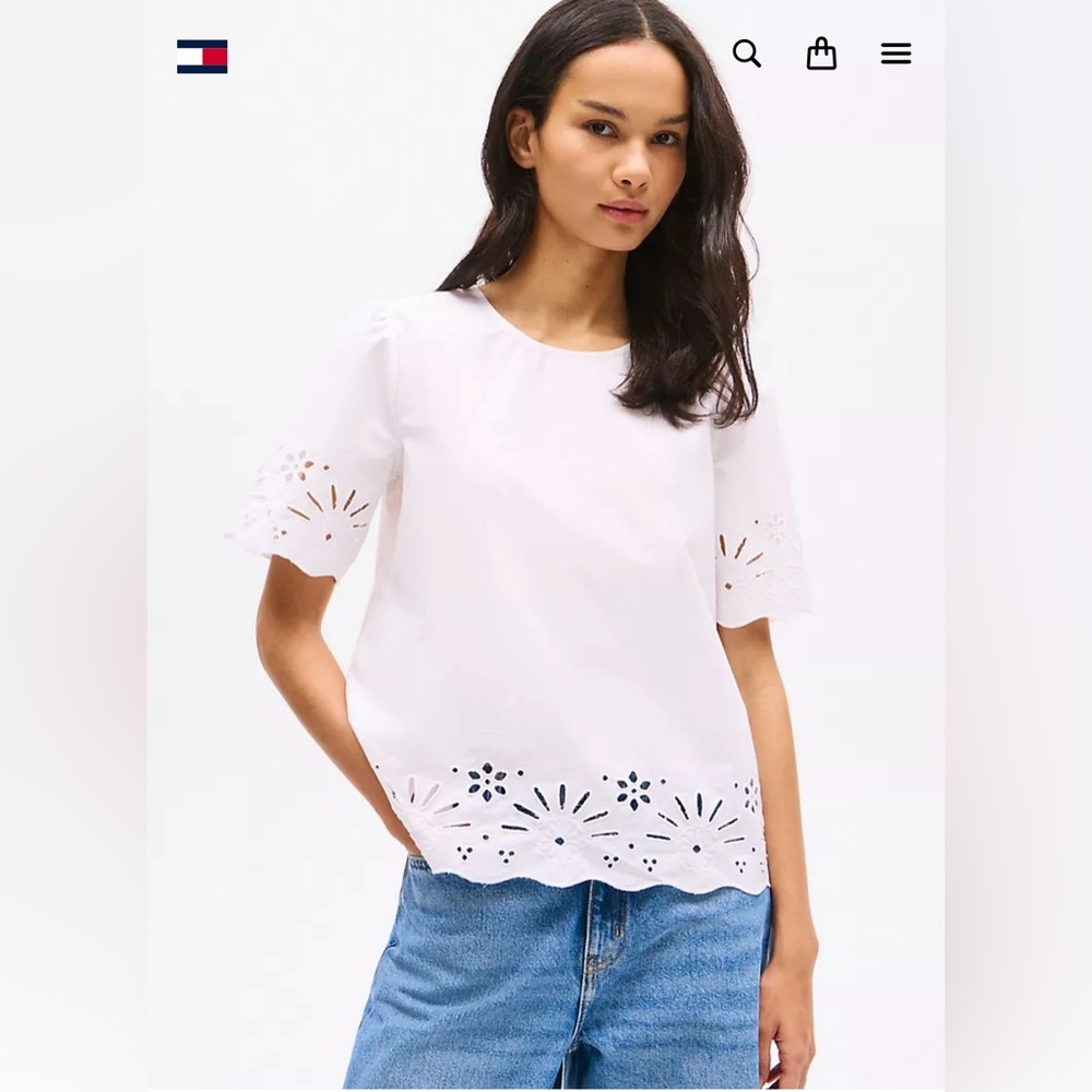 Tommy Hilfiger White Eyelet top